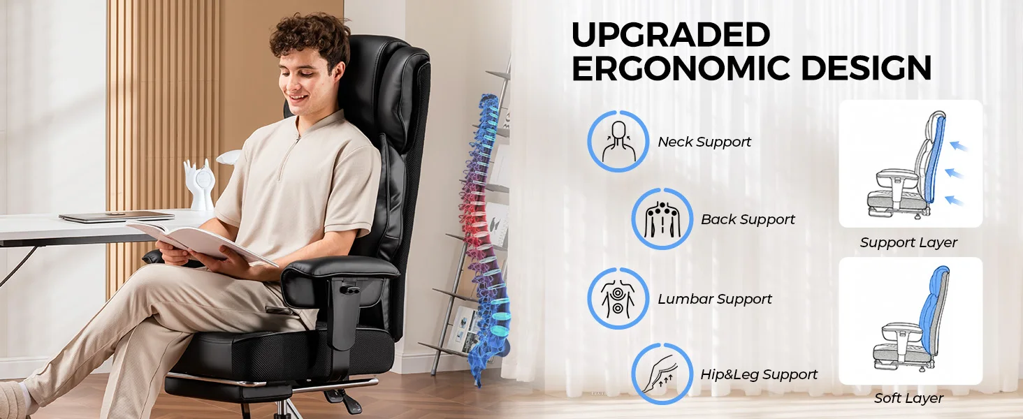 GTPLAYER Gaming Stuhl, breiter Bürostuhl mit Taschenfeder, Ergonomischer PC-Stuhl, Verstellbarer und Drehbarer Schreibtischstuhl – Detail 4