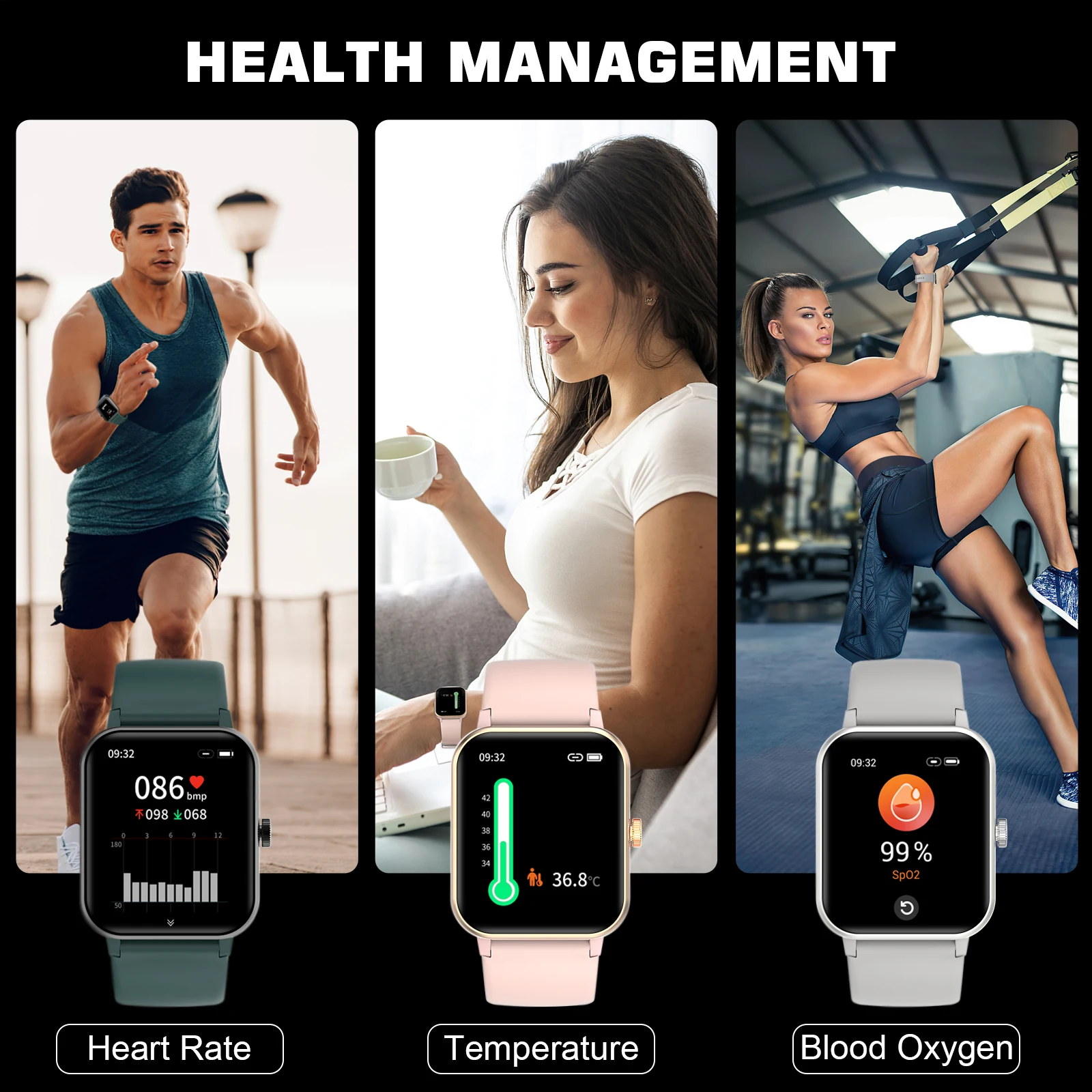 Blackview Smartwatch 1.69 ġ ȭ ɹڼ IP68  Ʈ ġ   ȵ̵ IOS ȭ