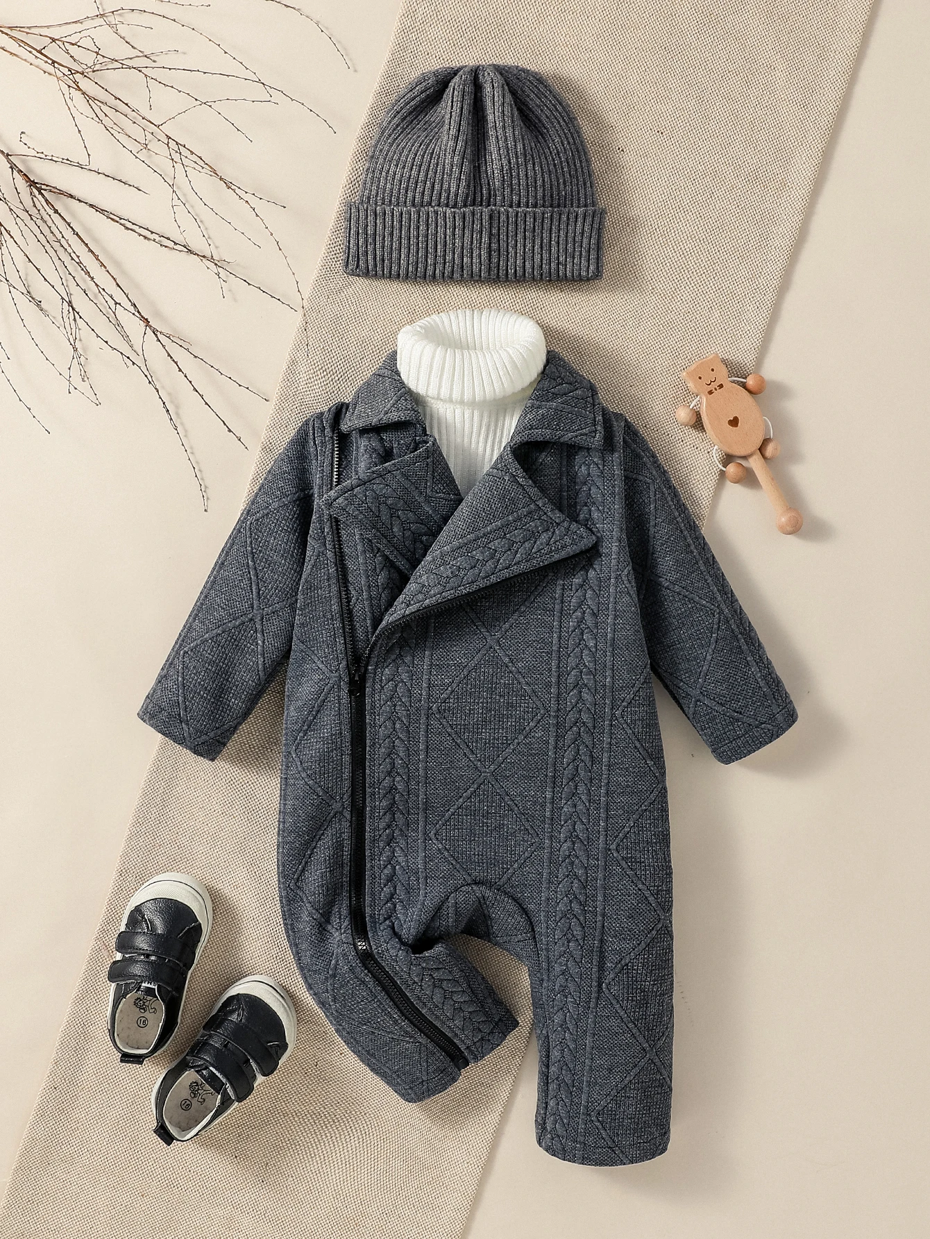 Baby Long Sleeve Zipper Jumpsuit 1