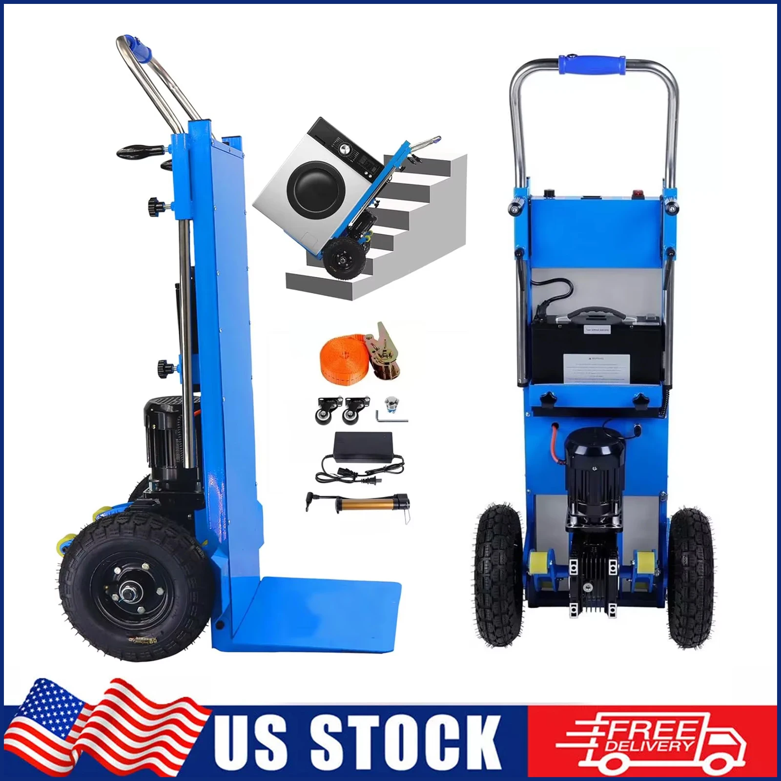 Heavy Duty Electric Stair Climbing Hand Truck Dolly Cart 880 Lb Capacity for Easy Transport of Heavy Objects up And down Stairs