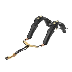 Professional PU Leather Saxophone Shoulder Strap for Enhanced Comfort and Support (Black)