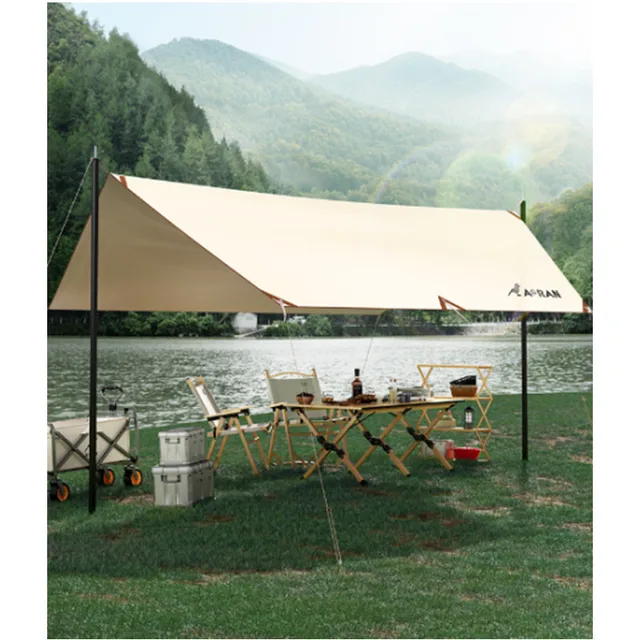 3X3-5 Méter Hordozható Bézs Bevonat Ponyválló Vízálló Pillangó Napellenző Kemping Kültéri Kert Árnyékos Ponyvak Menedék Napzólap - Image 3