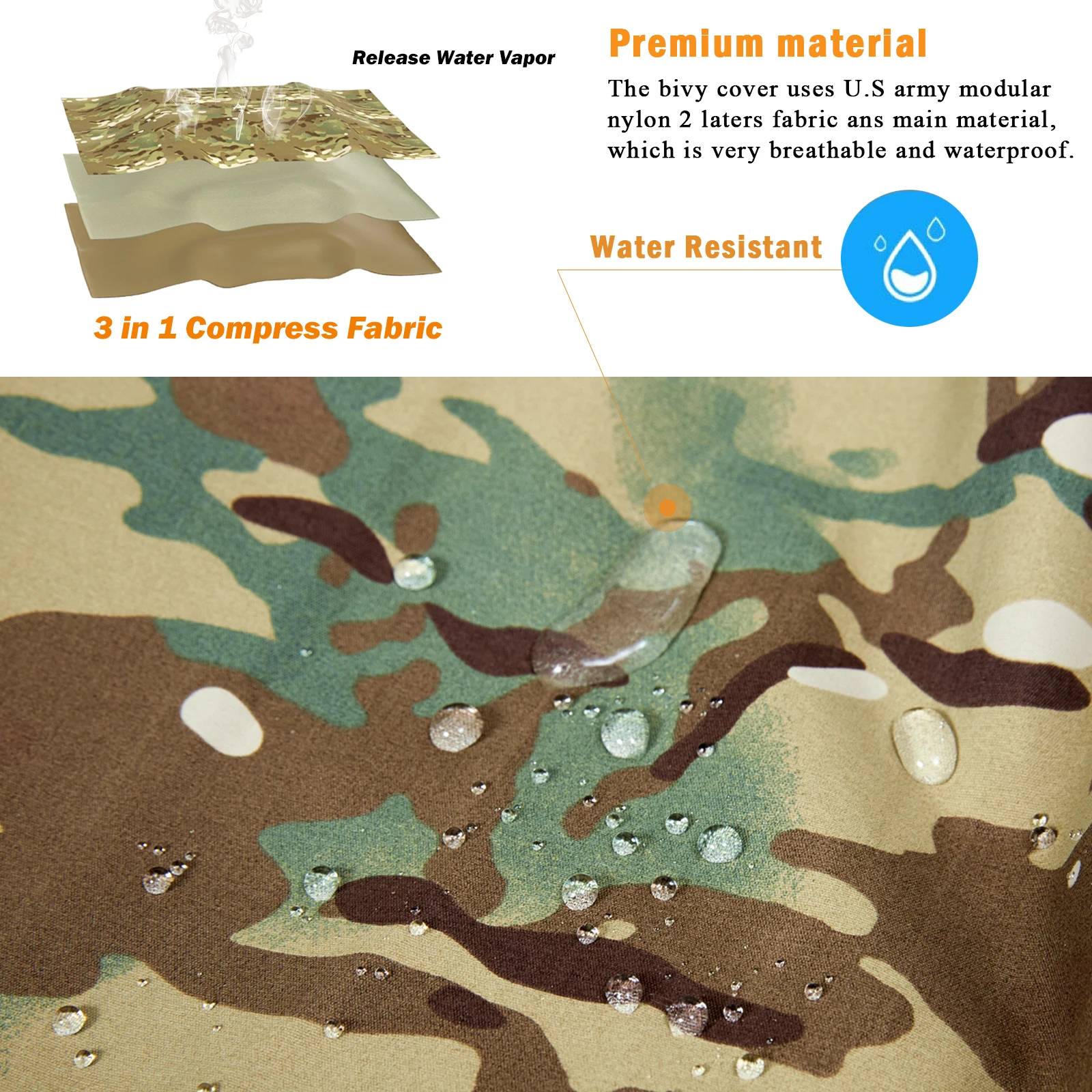 Bivy Cover Sack for Military Army Modular Sleeping System, Waterproof Outer Shell for Sleeping Bag, Minimalist Stealth Shelter 4