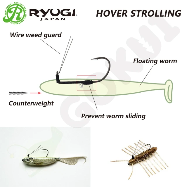 RYUGI Weedless Hook Guard Japan Original Hooks Wacky Worms Fishing Lure  High Carbon Steel Hover Shot Bass Fishing Tackle R0001 - AliExpress