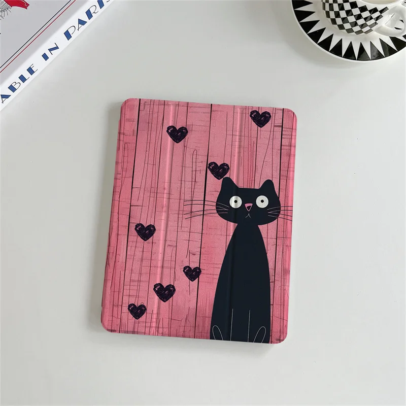 Charming Black Cat with Stripes Tablet Cover