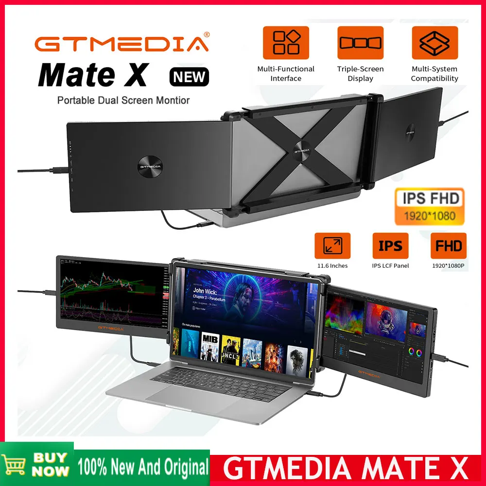 

Latest 11.6 Inch Portable Dual Screen External Display Monitor GTMEDIA MATE X For Phone Computers Laptops SLR Camera iPad Xbox