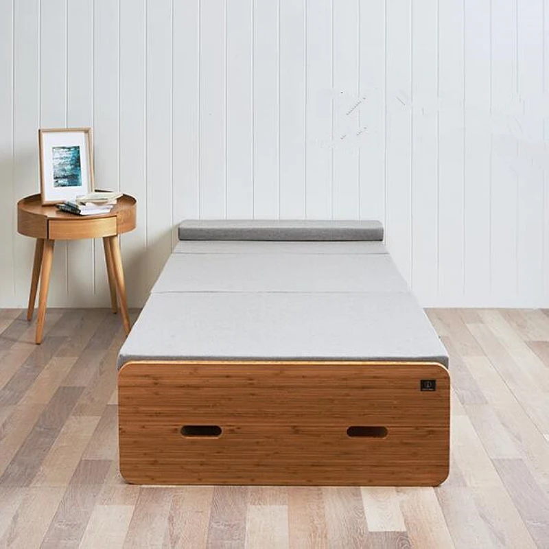 Creative Kraft Paper Folding Bed Bedroom Furniture Rollaway Guest Single Bed Cot Fold Out with Thick Memory Foam Mattress