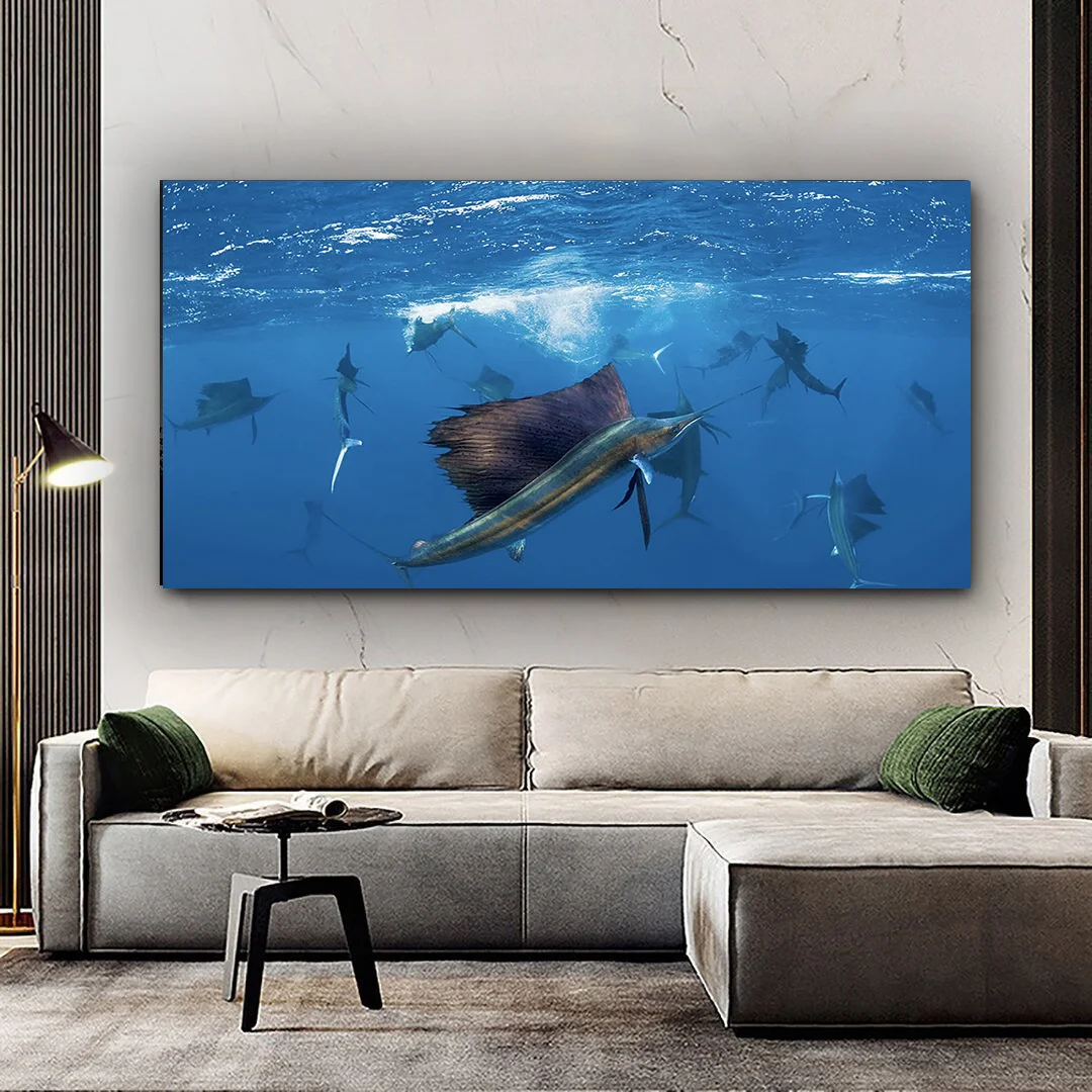 

Seascape View Of Marlin Head Fish Canvas Wall Art