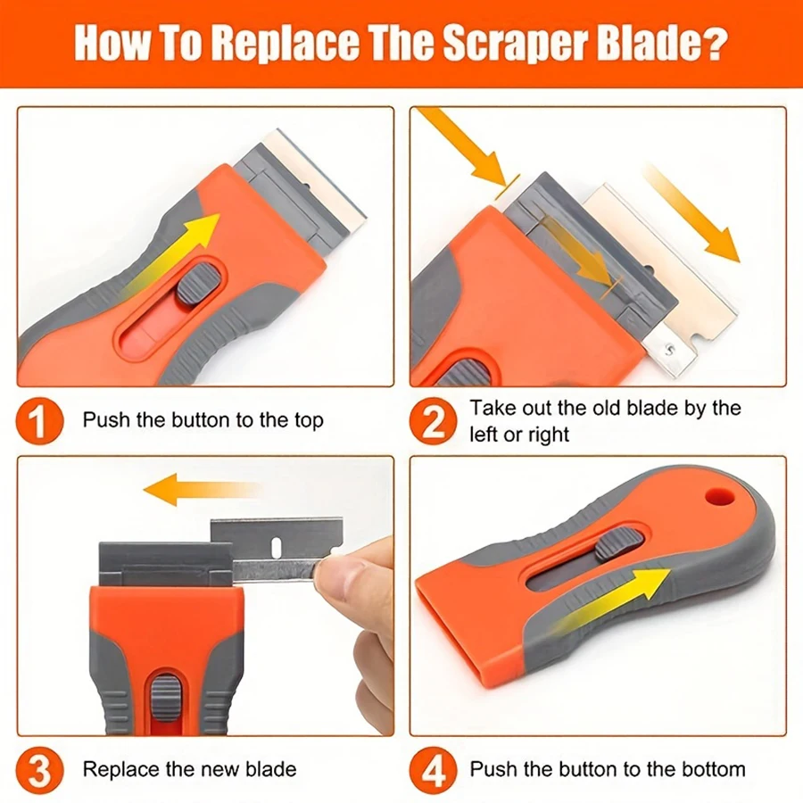Portable Cleaning Tool Ceramic Glass Razor Blade 10 Blades Telescopic Adjustment Knife Cleaning Scraper Tool Removing Labels Stickers