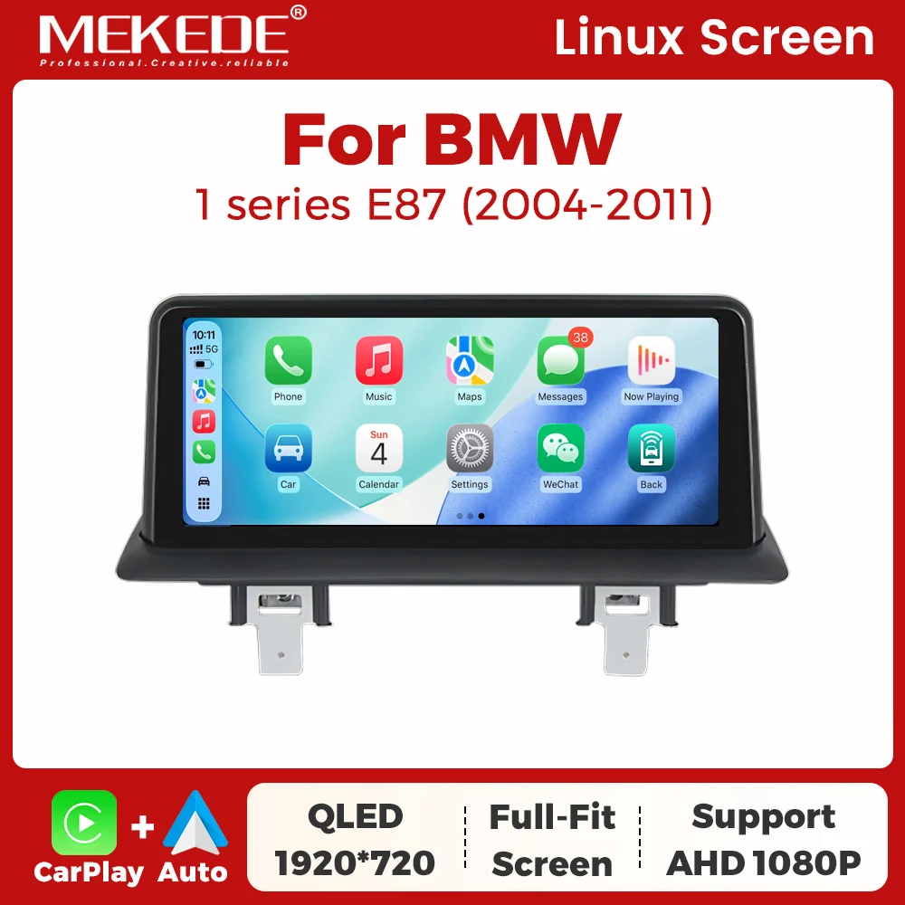 Radio para coche MEKEDE de 10,25 pulgadas con sistema Linux para BMW E81 E82 E87 E88, sistema CIC CCC, Carplay inalámbrico, Android Auto, navegación GPS, reproductor multimedia, autorradio, WIFI, BT, compatible con Mirror Lin-K, cámara de sistema dual OEM, pantalla HD 1920*720 1