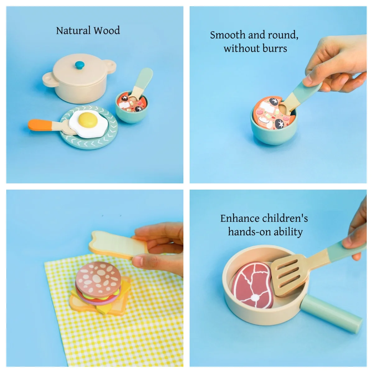 Wooden Toys Play Food Sets for Kids Kitchen Montessori Play Plates and Dishes Kitchen Accessories for Boys Girls Gifts