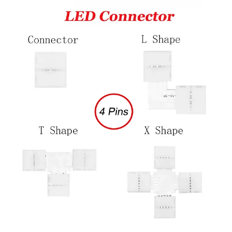 Conector Para Tira Led Rgbw 50 Pzas 10mm 5 Pines Smd 5050 Conector Rgbw