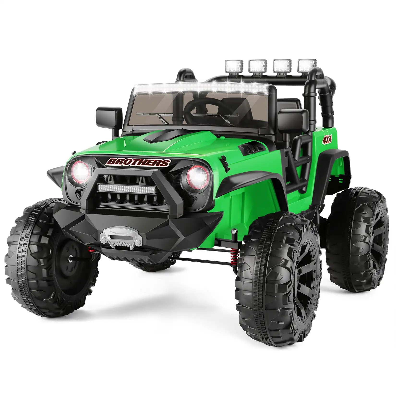2 Seater Ride On Car Truck for Kids, 24V Quick Charge 9Ah Electric Jeep Toys, 2x200W, 3 Speeds, Bluetooth, Spring Suspension