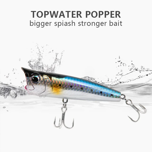 LETOYO Topwater Popper 8.5-30g floating Rock pop Artificial Hard Baits for Bass Perch Pike Fishing Lure 5