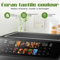 Friteuse à air chaud sans huile à double panier de 9 L avec fenêtre, friteuse électrique à air chaud avec minuterie, friteuse numérique de taille familiale pour usage domestique, 10 programmes automatiques avec écran tactile LED, 2 compartiments indépendants de 4,5 L, taille four familial 7