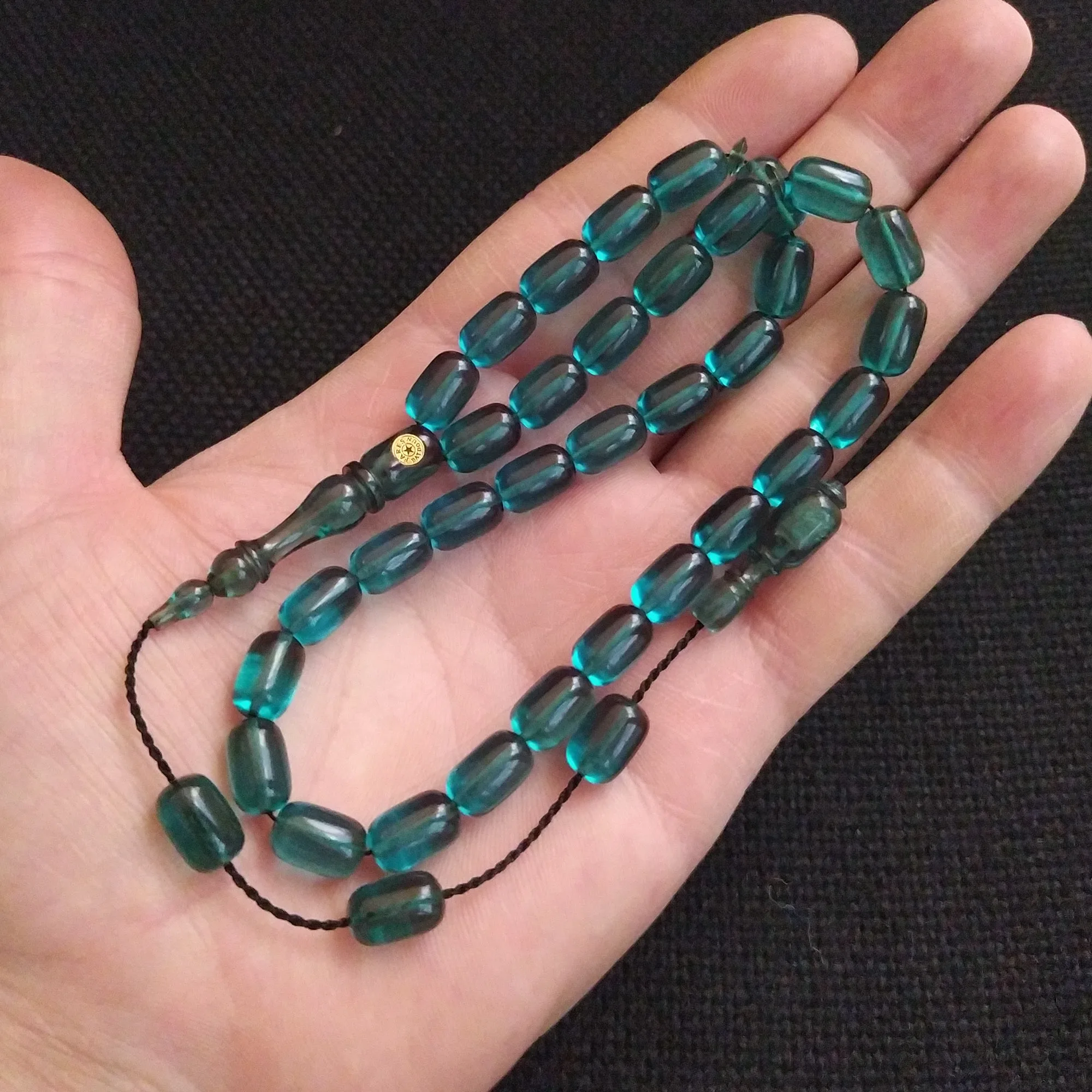 

Мужские капсульные голубые кости Tasbih 7x11 мм, четки янтарного розака, мусульманские молитвы, 33 бусины, тайваньский болотный бахелит, كювелирные изделия ручной работы