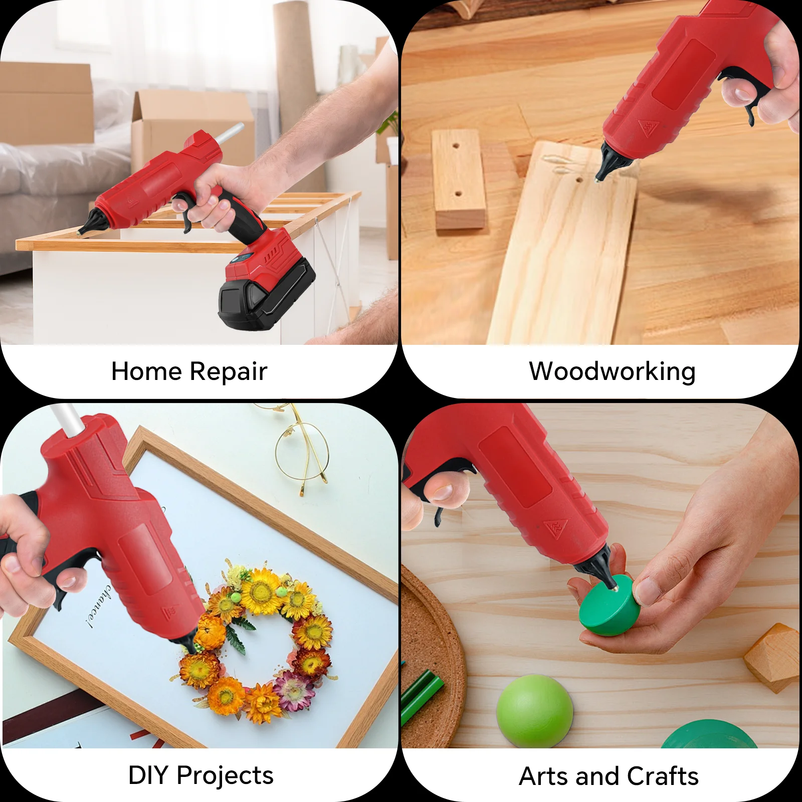 100W Cordless Electric Hot Melt Glue Gun Home Repair Tool with 10pcs 11mm Glue S
