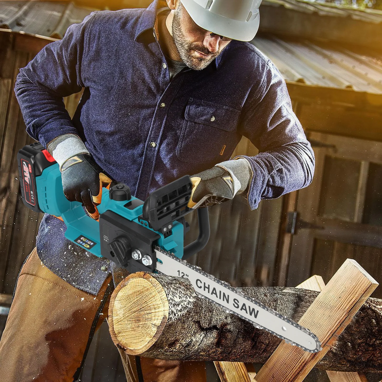 12-Zoll bürstenlose elektrische Kettensäge 2200 W tragbare Kettensäge wiederaufladbare kabellose Gartenschere für Makita 18 V Akku – Detail 8