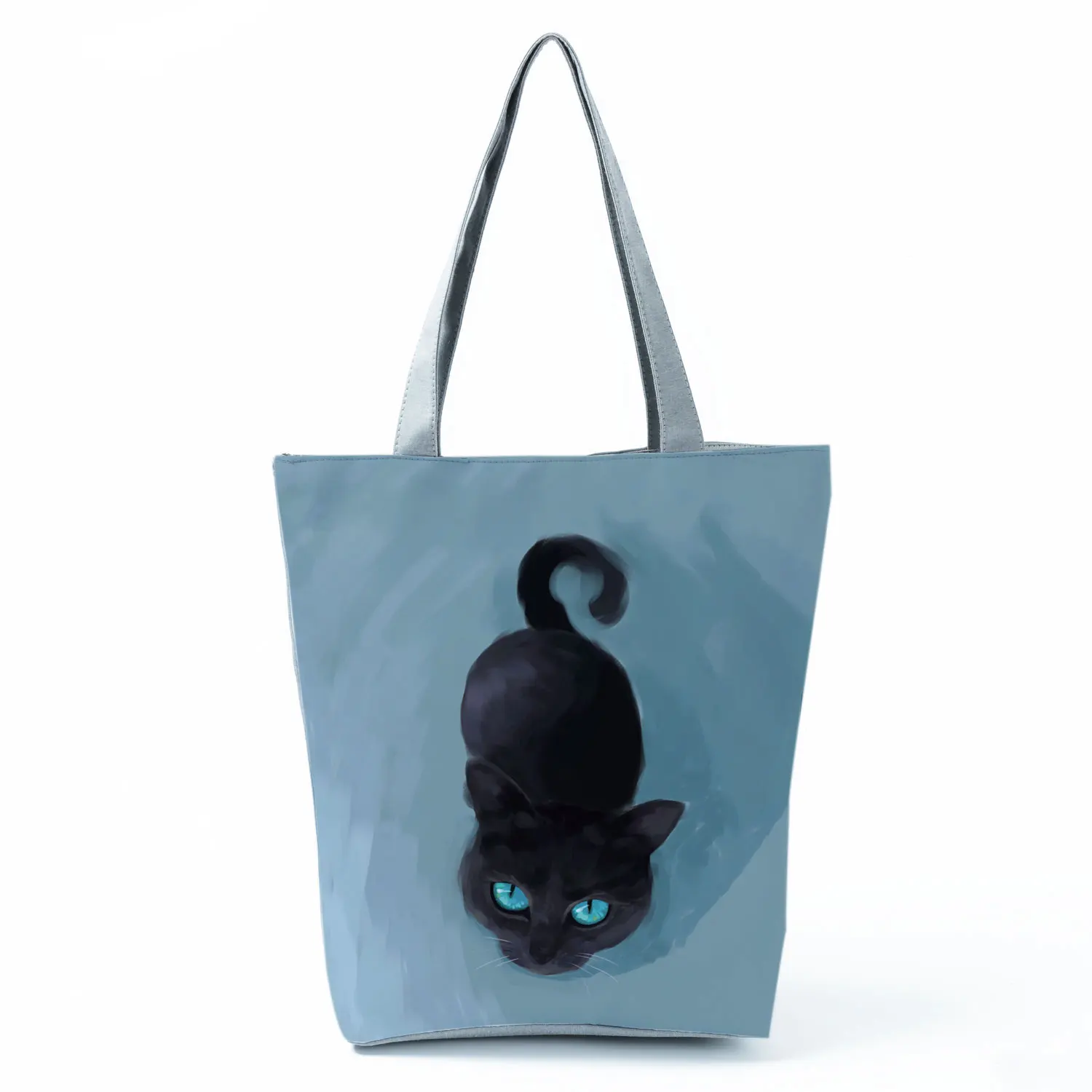 Customize Cute Oil Paint Cat Painting Print Women's Designer Tote Bags Fabric Eco Reusable Shopping Shopper Bag School Book Bag designer bags Totes