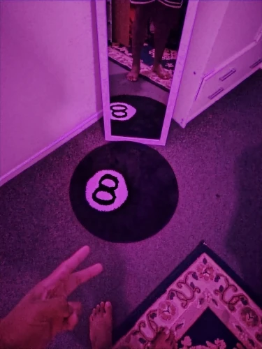 1 Pack Black Billiards 8 Ball Round Flocked Floor Bedroom Anti-Slip Carpet Mat Living Plush Soft Bedroom Rug photo review