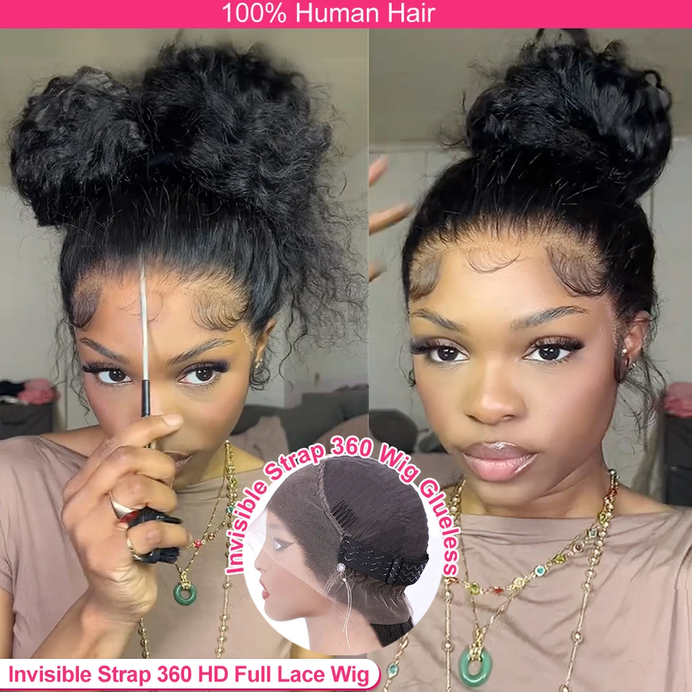 Human Hair Wig 30 Inch Invisible Strap Deep Wave 360 Full Lace Front Human Hair Wig 250 Density Water Wave Hd Lace Frontal Wig Glueless