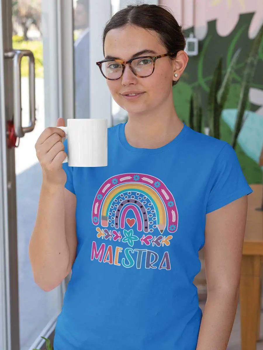 Playera De Mujer | Maestra Diseño Arcoíris