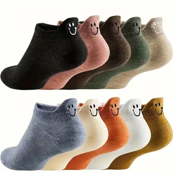 10 Pairs Of Socks With Elastic Ankle Length, Cotton Socks, Aesthetic Socks, Cute Socks, Lightweight Low Top Socks For Women 1