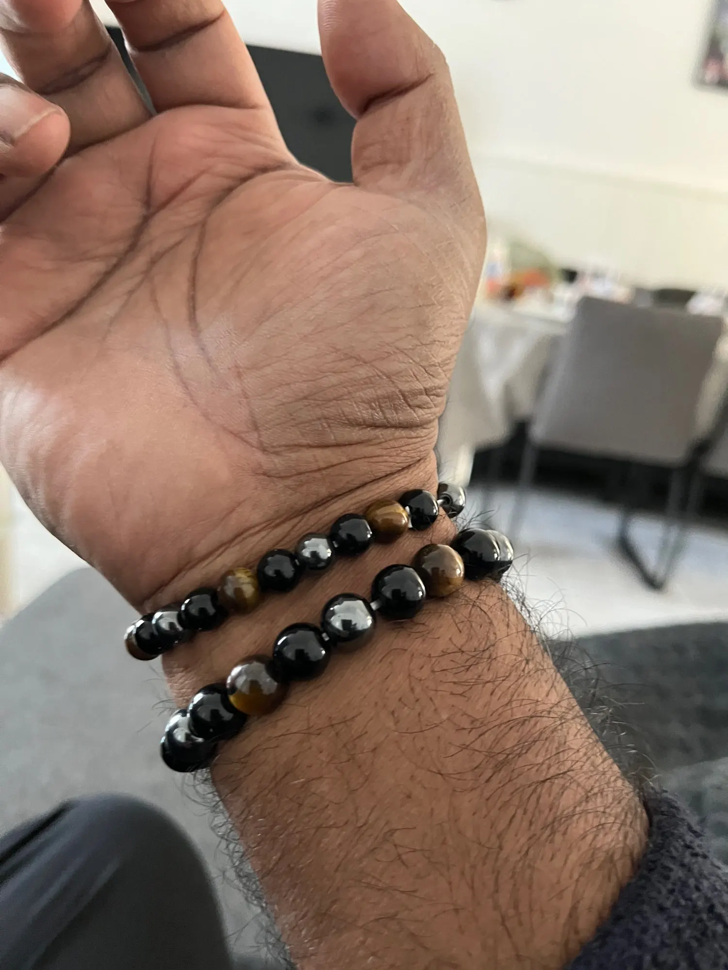 Triple Protection Bracelet: Tiger’s Eye, Obsidian & Hematite photo review