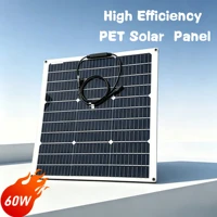 Panneau solaire flexible 60W PET, panneau solaire flexible monocristallin, pour camping-car, voiture, bateau, caravane, balcon, batteries 12 V, module PV flexible 1