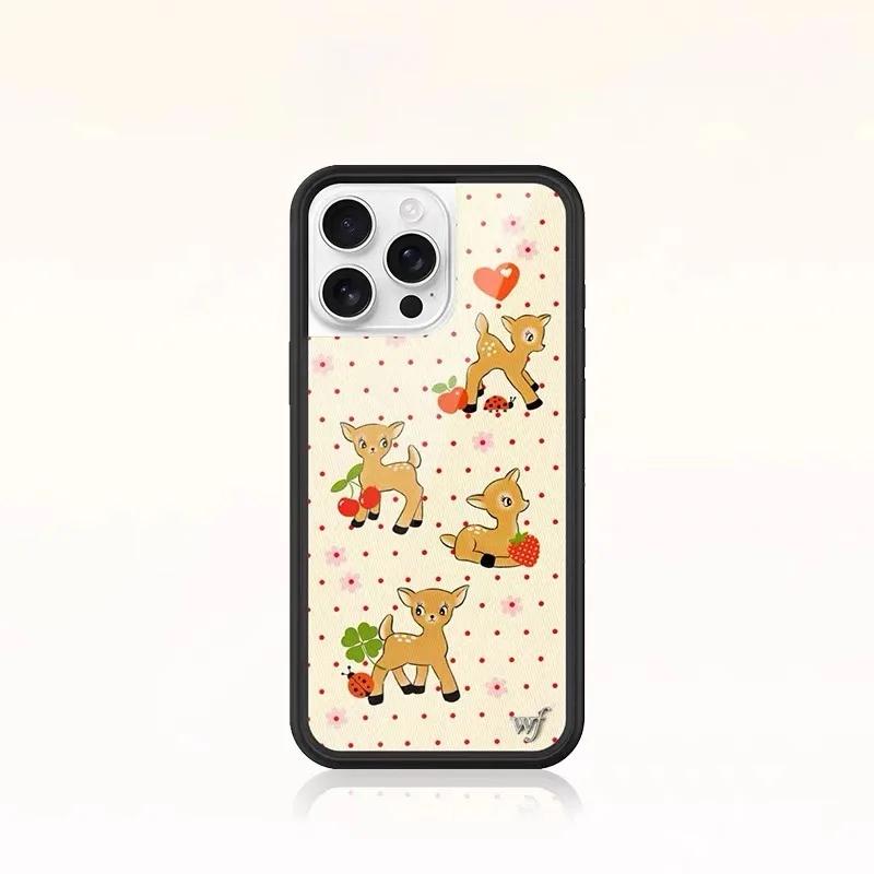 2025 New Wildflower Polka dot deer Phone Case for iPhone 17 Pro Max 12 13 14 15 plus 16 Pro Cover 3D WF Strawberry Cartoon Cases 6