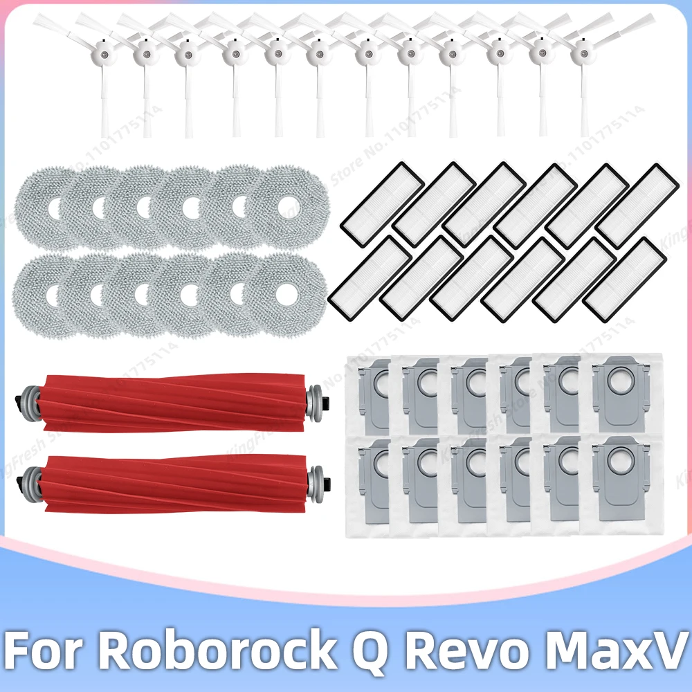 Compatível com Peças de Reposição e Acessórios para Aspirador de pó Robô Roborock q Revo Maxvq Revo Pro Rolo Principal Escova Lateral Filtro Hepa Pano de Esfregar Bolsa de pó
