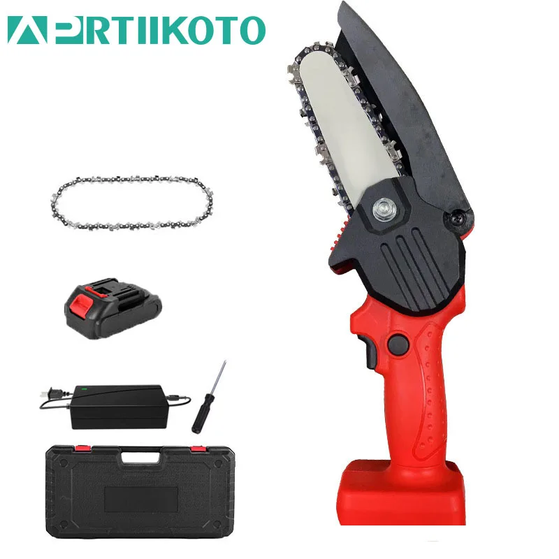 APRTIIKOTO4InchMiniElectricChainsawRechargeableWoodworkingPruningSingleHandsaw