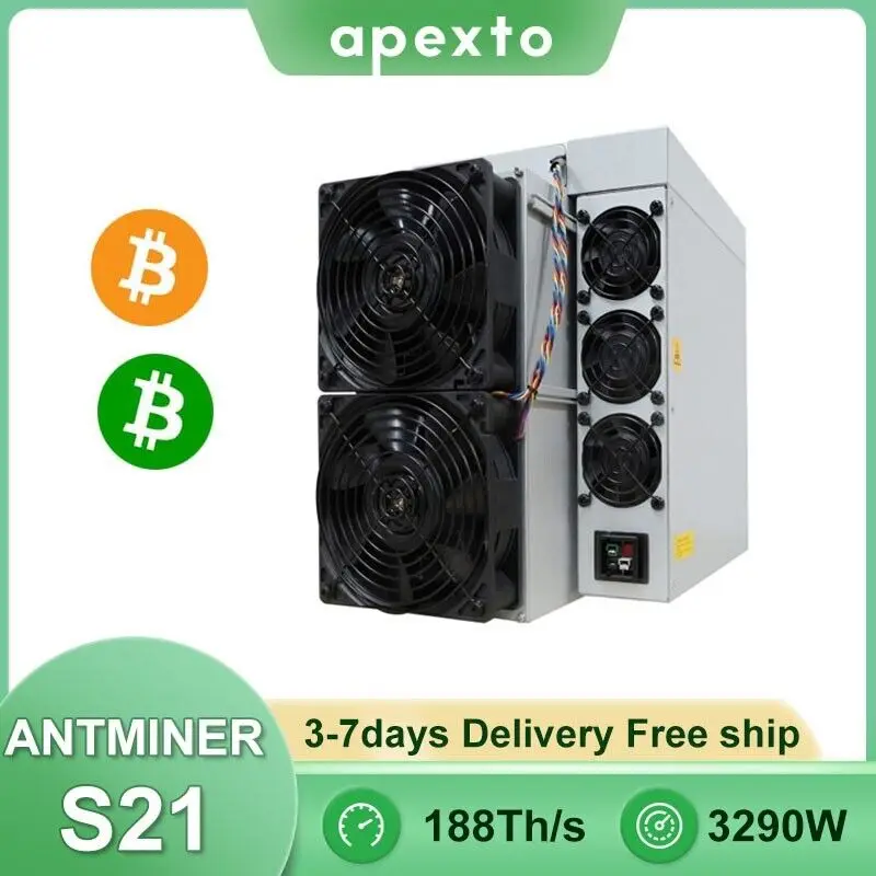 

Bitmain Antminer S21 188TH/s 3290W BTC Bitcoin Miner Asic Miner include PSU