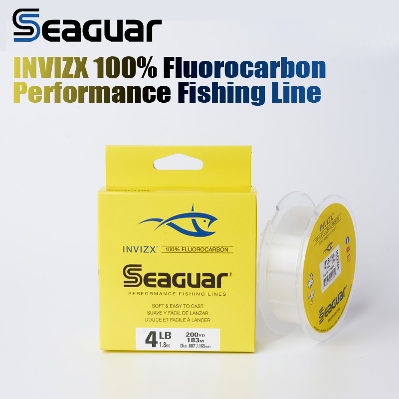 SEAGUAR INVIZX 100% FluorocarbonÂ Performance Fishing Line 4-25LB 183M Carbon Fiber Monofilament Leader Line Fishing Tackle