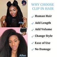 Extensions de cheveux humains crépus lisses, couleur naturelle, 100% cheveux humains Remy, 120G, 8 pièces/ensemble, tête complète pour femmes 3