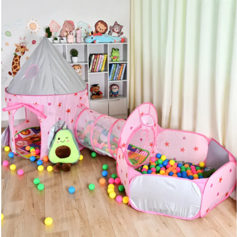 3 in 1 2Color Children Tent House Toy Ball Portable Tipi Interactive Pit Pool Kids Removable Indoor Outdoor Playhouse Gift Decor