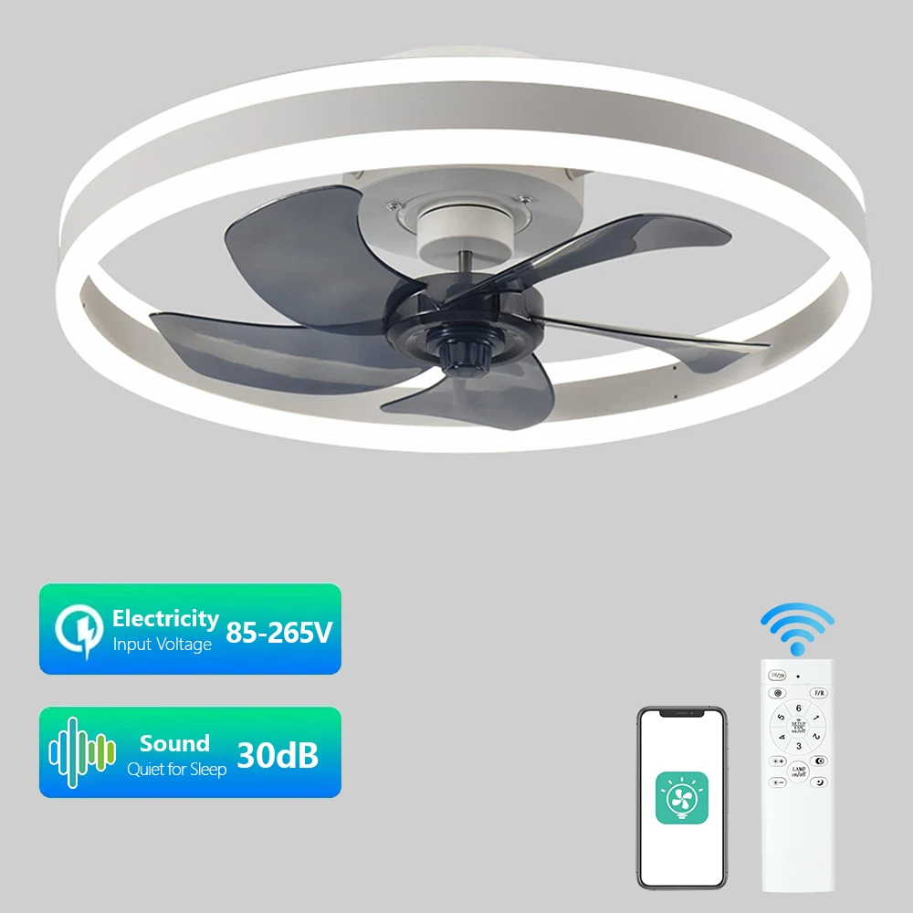 Simple LED Ceiling Fan with Light Remote Control Infinite Dimming 6 Levels of Wind Speed Living Room Bedroom chandelier fan