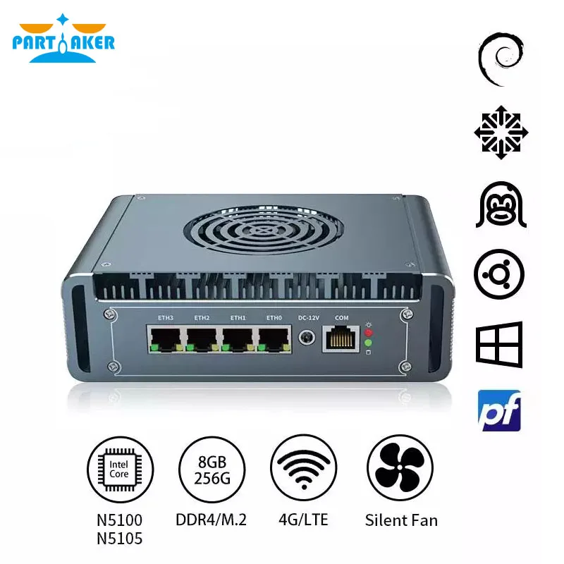 Fanless Mini PC Intel Core i7 1265U i5 1235U i3 1215U Pentium Gold 8505 4x Intel i226V 2.5G LAN DDR4 pfSense Firewall Router