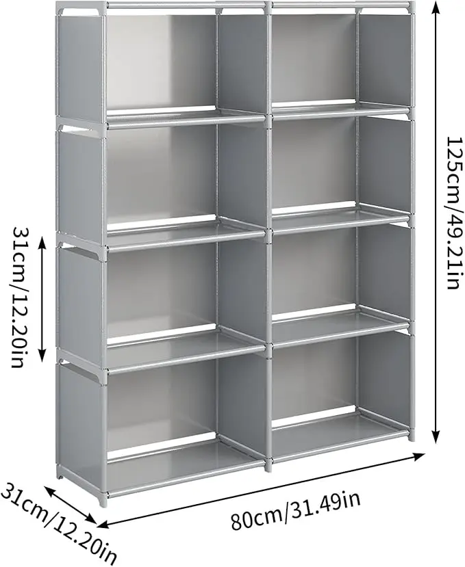 5-Tier Closet Storage Organizer with Fabric Cloth Back, Double Row Modular Cubes Bookshelf, Ideal for Living Room, Study Room 3