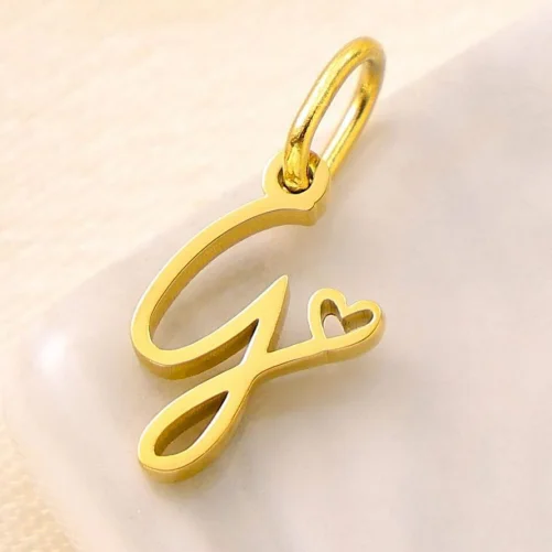 Personalized Initial Heart Necklace - Stainless Steel Jewelry Charm
