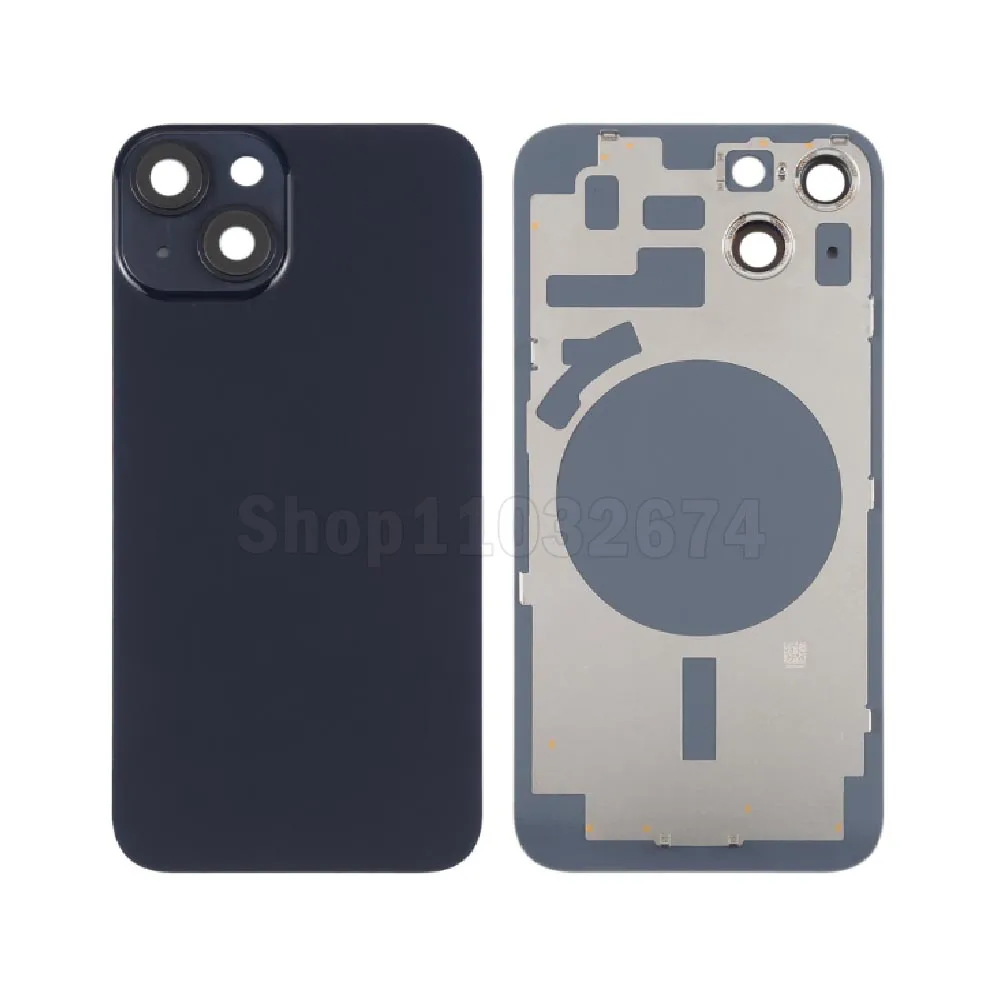 5pcs OEM Iron Plate Panel Back Glass Replacement For 14 Plus 15 Pro Max Broken Rear Door battery cover Housing Repair
