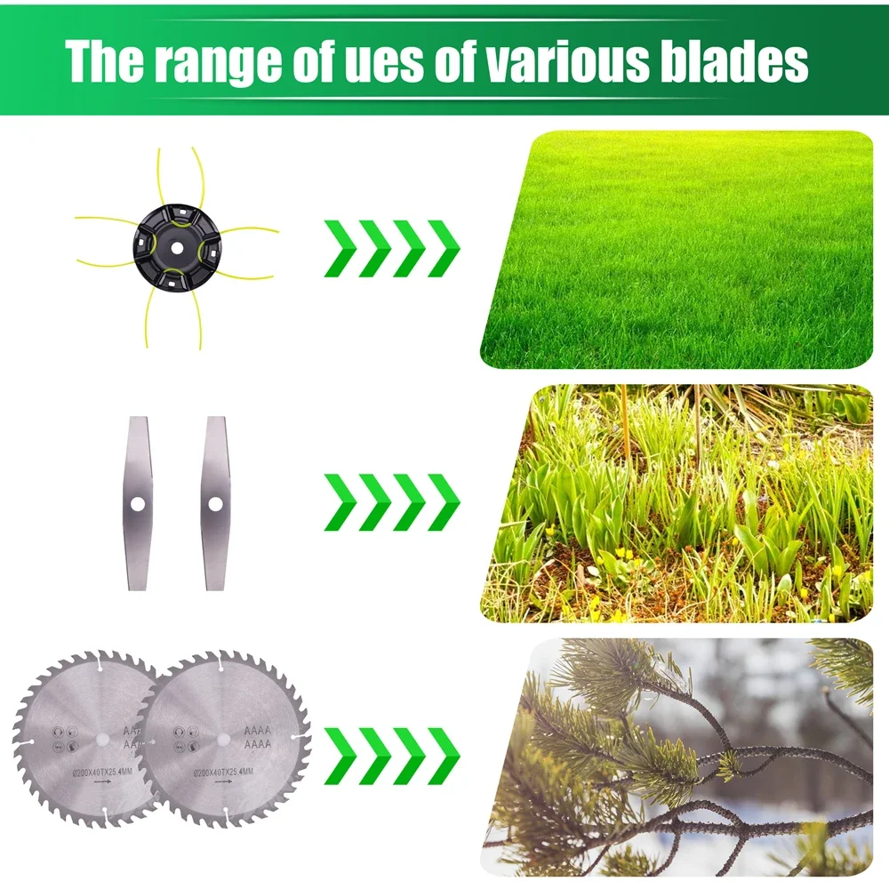 21V Cordless Weed Wacker Electric Lawn Mower Brushless Grass Trimmer with Wheel Length Angle Adjustable Telescopic Pruning Tool 6