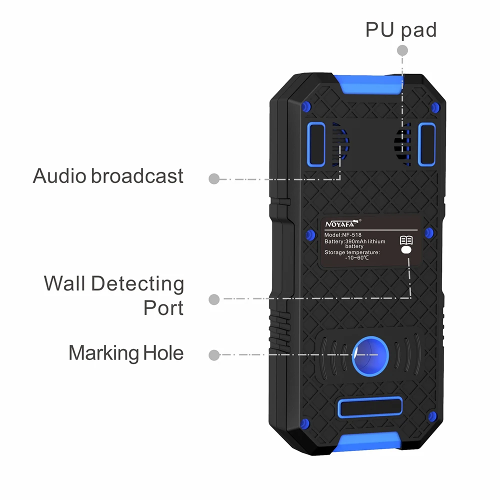 NF-518 Ponbos Professional Metal Detector LCD HD Digital AC Wood Stud Finder Undeground Wall Scanner Cable Wires Depth Tracker 2