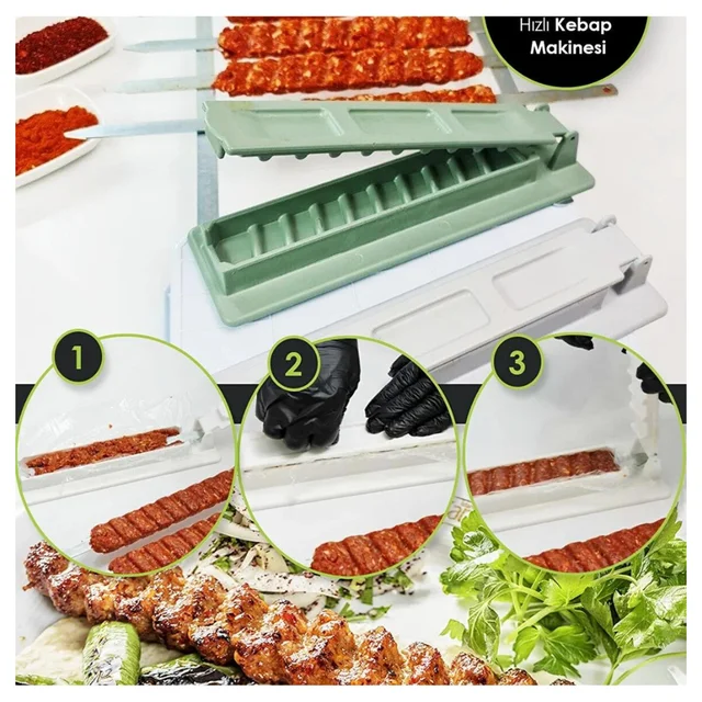 Shish Kebab Gép Barbecue Stringer Box Marhahús Zöldség Elrendezés Grill Konyha És Kiegészítők Kültéri Gát Török