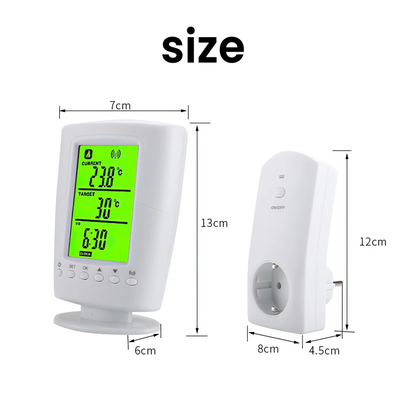 A1a632fc795e349eeafcf9dd85f6d50d6K Smart Wireless Remote Control Thermostat Socket Heating Cooling Program Temperature Controller With LCD Display EU Plug