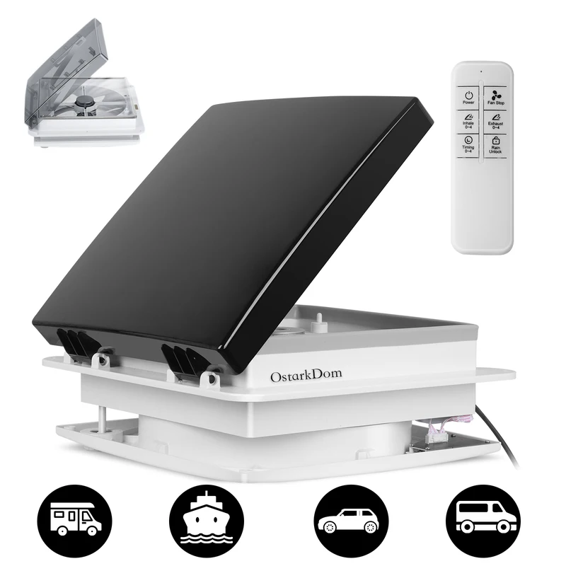 Campervan fan, caravan skylight, 12V motorhome light ceiling fan with rain sensor including