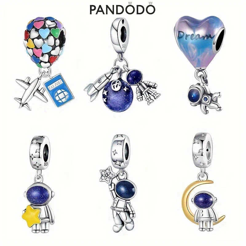 

925 Sterling Silver New in Hot Air Balloon Astronaut Series Charm Beads Fits Pandora Original Pendant Bead DIY Jewelry Gift