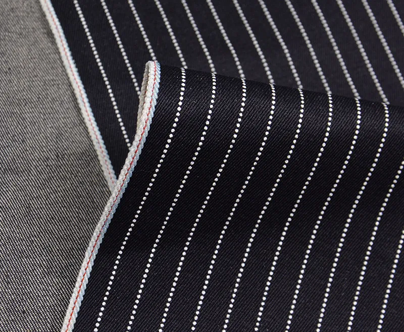 9.2 Oz Stripe Denim Fabric Indigo Raw Selvedge Jean Shirt Skirt Dress Material W181514P