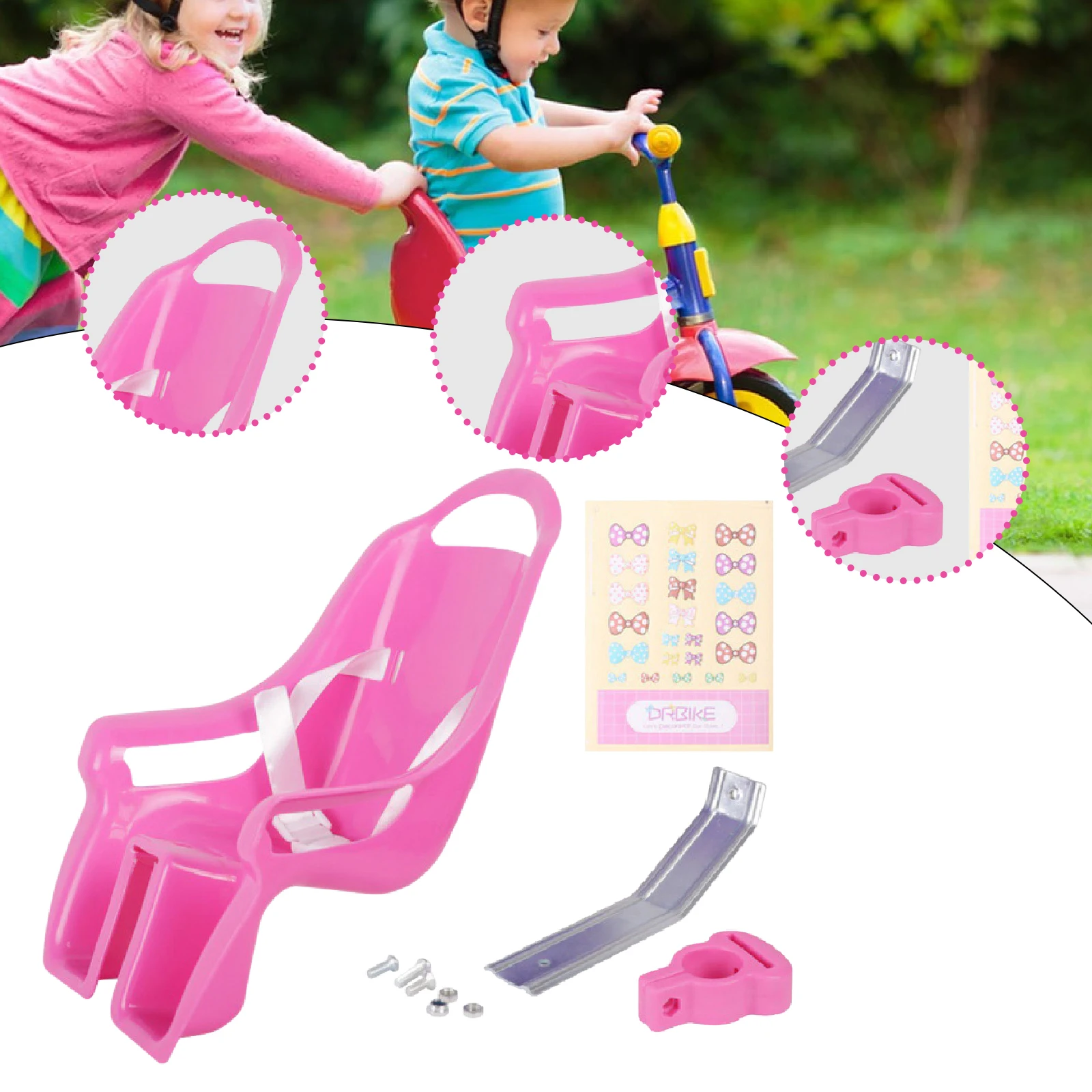 Baby Doll Bicycle Seat Carrier with Cute Petals Design - Comfortable Fit for Dolls and Stuffed Animals