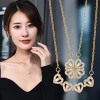 Coffret Cadeau Rose, Collier Trèfle à Quatre Feuilles, Collier Cœur, Collier Trèfle à Quatre Feuilles Mignon, Colliers Délicats en Or, Cadeaux pour Mère 4